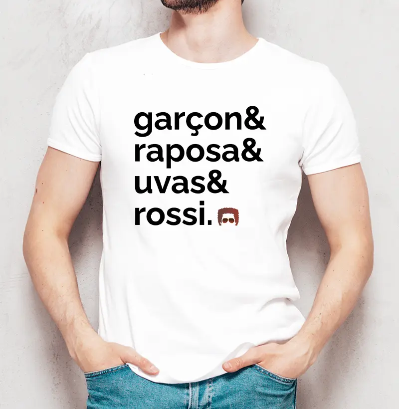 Camiseta Masculina RR Garçon&Raposa&Uvas Branco/Cinza