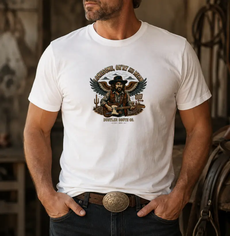 Camiseta Country Lonesome On’ry and Mean Dustler South Co. Algodão Peruano Premium