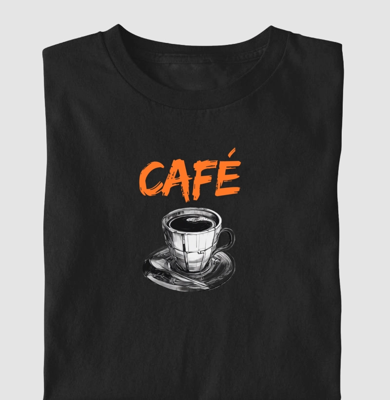 Camiseta dizer Café com Xícara de Café Algodão Nacional