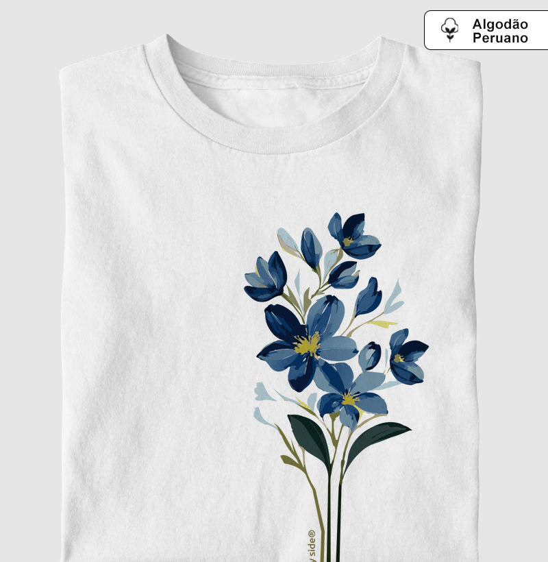 Flores Azuis 05 - Algodão Peruano