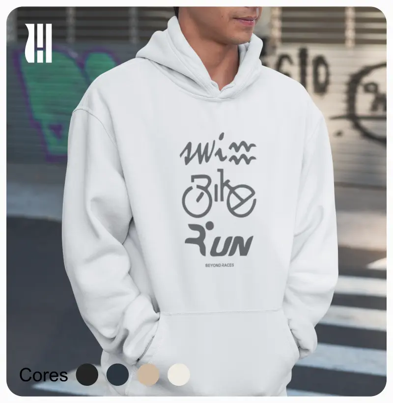 Moletom Hoodie Swim Bike Run Black