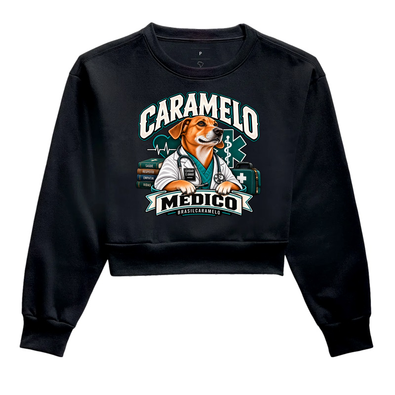 Caramelo Médico - Cropped Moletom