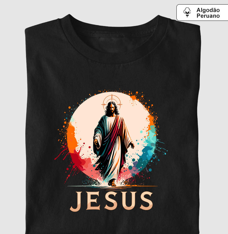 Jesus em aquarela - Algodão Peruano
