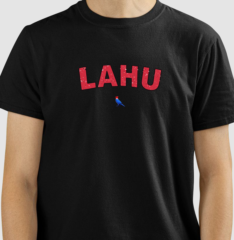 “Vista o poder do simples. LAHU é mais que uma marca — é uma atitude. Para quem voa alto e não tem medo de ser notado.” - Camiseta