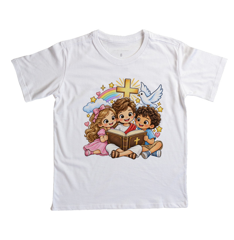 Camiseta Infantil Leitorzinhos de Jesus - Camiseta Infantil