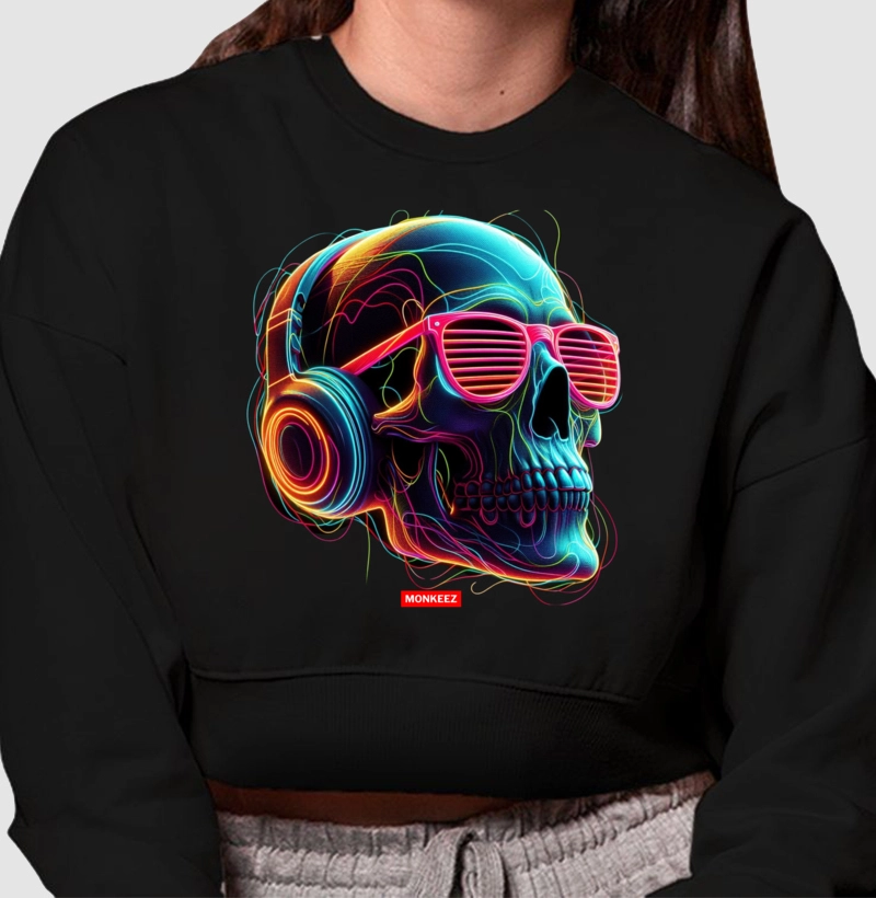 Moletom Cropped  Caveira Led