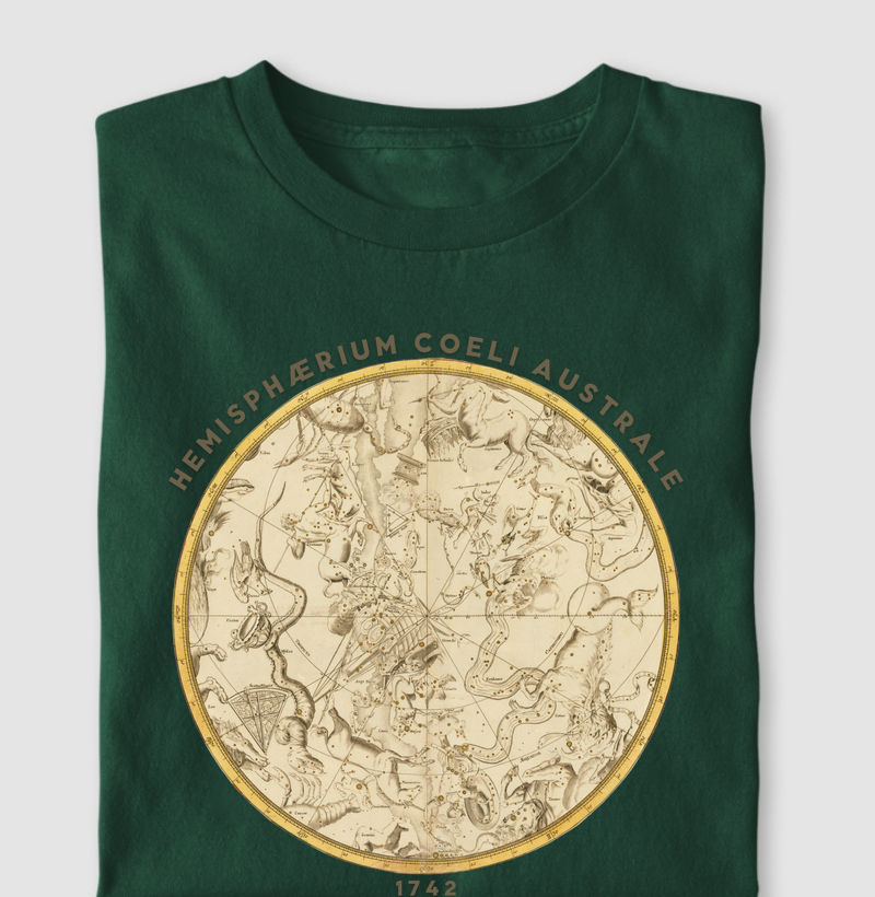 Camiseta Hemisphaerium Coeli Australe: Mapa Celeste de 1742