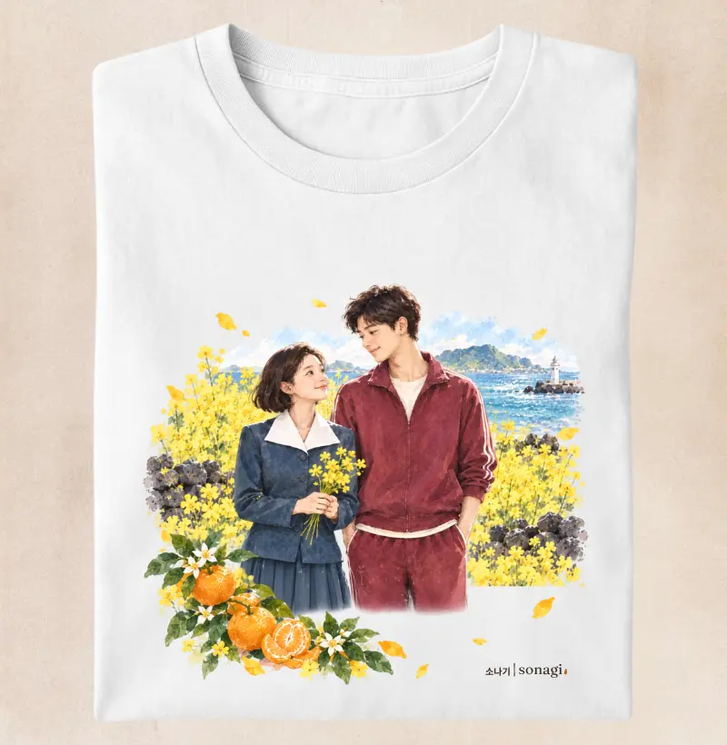 Camiseta Entre Tangerinas e Primaveras | Camiseta Dorama em Aquarela