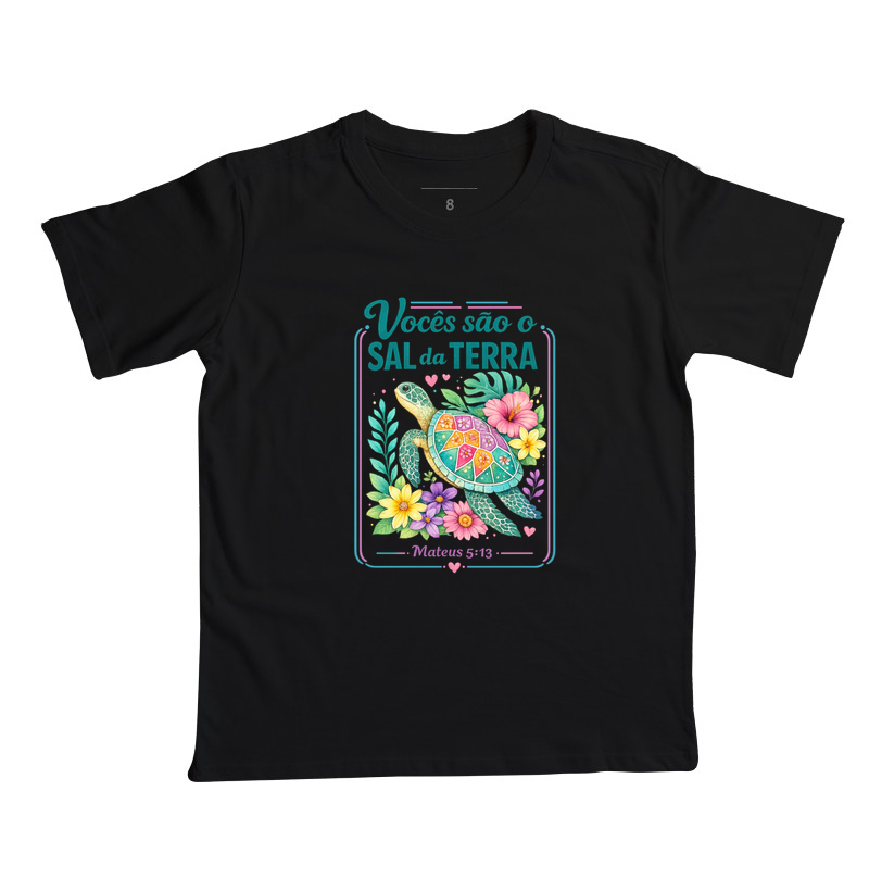 Vocês São o Sal da Terra – Mateus 5:13 Estampa Floral com Tartaruga