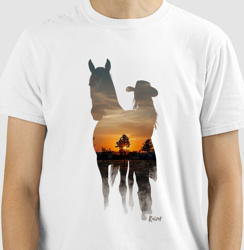 Camiseta cavalo por do sol