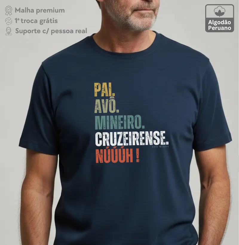Camiseta Pai Avô Mineiro Cruzeirense | Gerações Celestes - Algodão Peruano