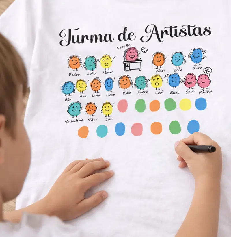 Camiseta para personalizar na aula de artes - Turma de Artistas