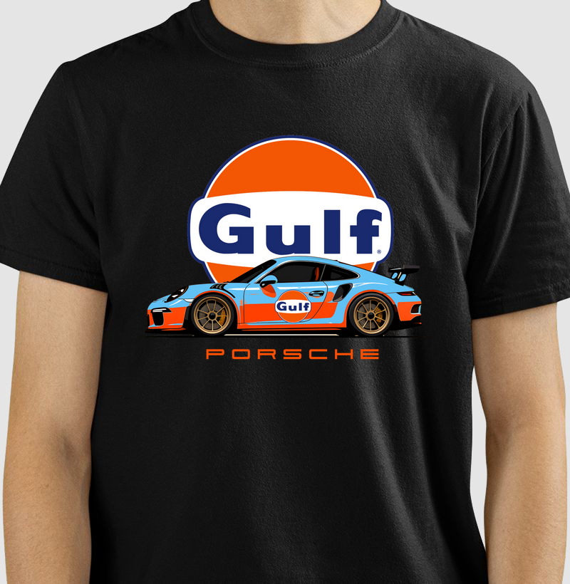CAMISETA COM ESTAMPA PORSCHE GULF