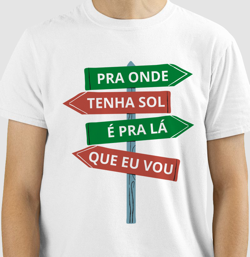Camiseta Placa Viagem - Para Onde