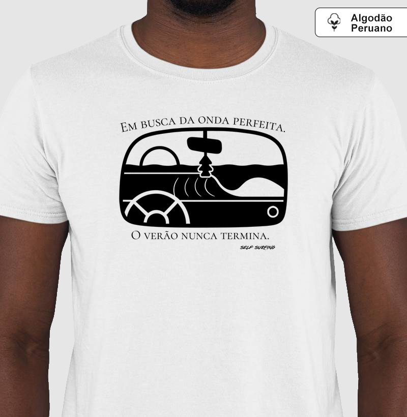 EM BUSCA DA ONDA PERFEITA - Camiseta Algodão Peruano