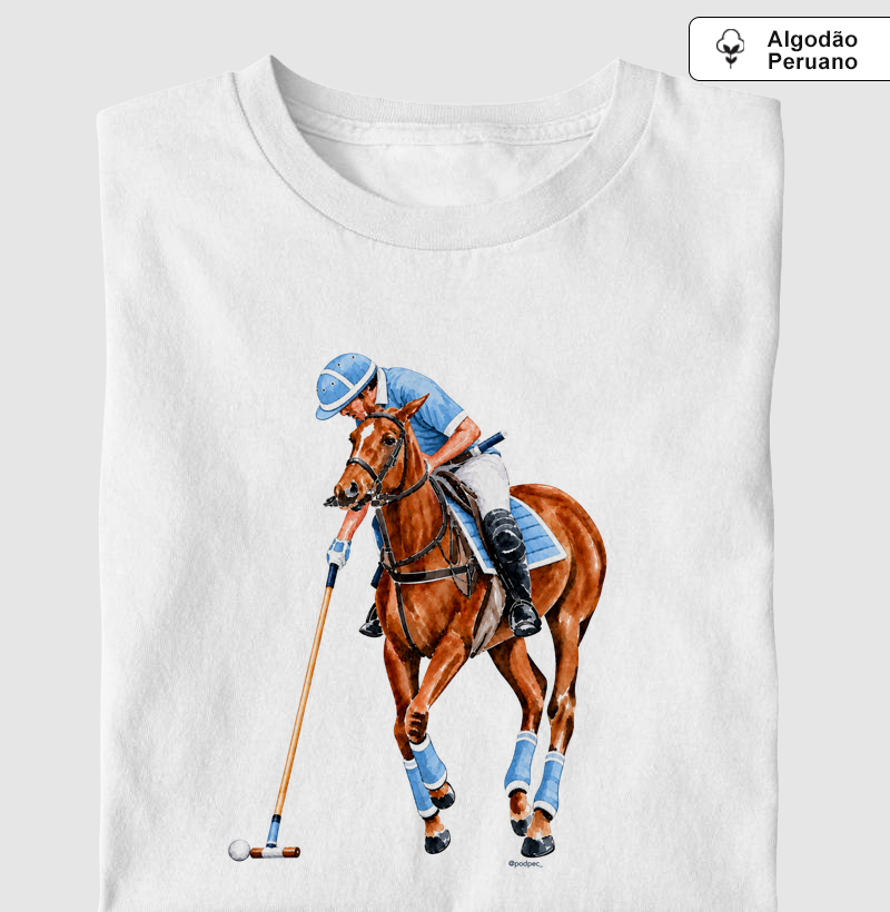 Polo -  Celeste - Camiseta Algodão Peruano