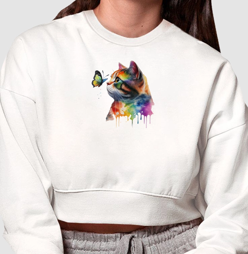 Cat and the Butterfly - Moletom Crooped