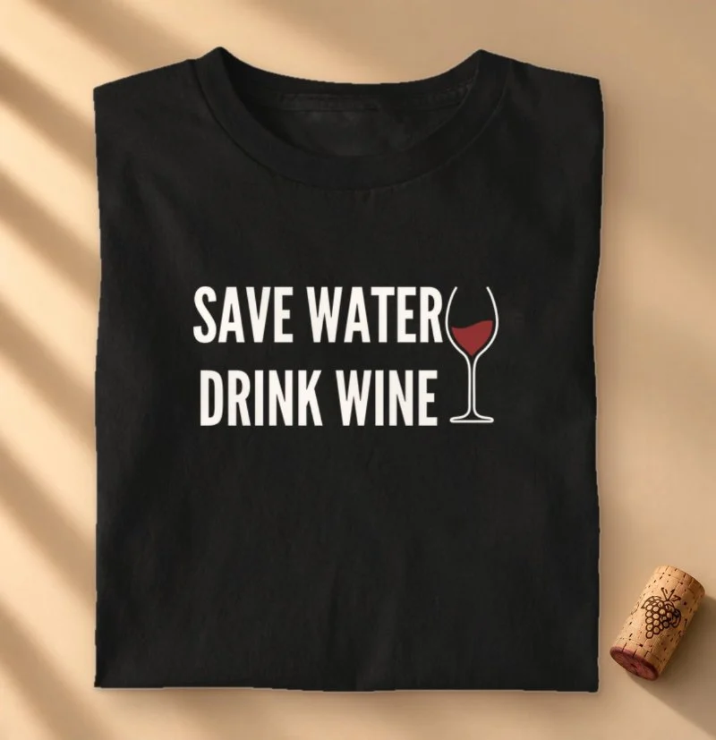 Camiseta Vinho - Save Water Drink Wine