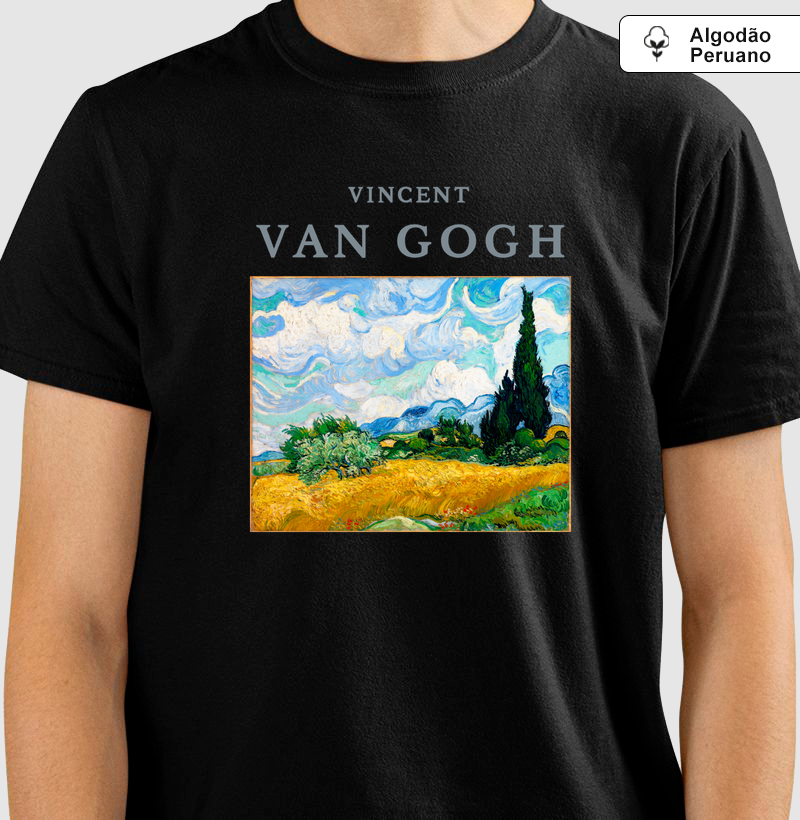 Camiseta Van Gogh Campo de Trigo com Ciprestes | Algodão Peruano