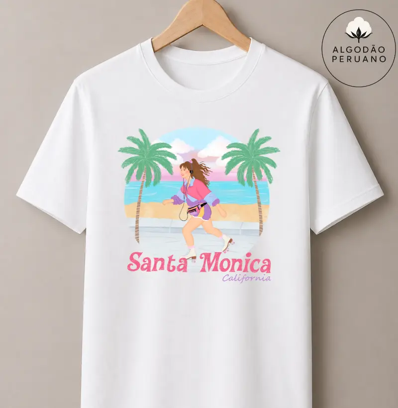 Camiseta Algodão Peruano - Santa Mônica Califórnia