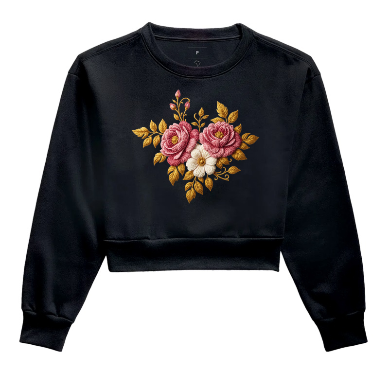 Rosas Douradas - Cropped Moletom