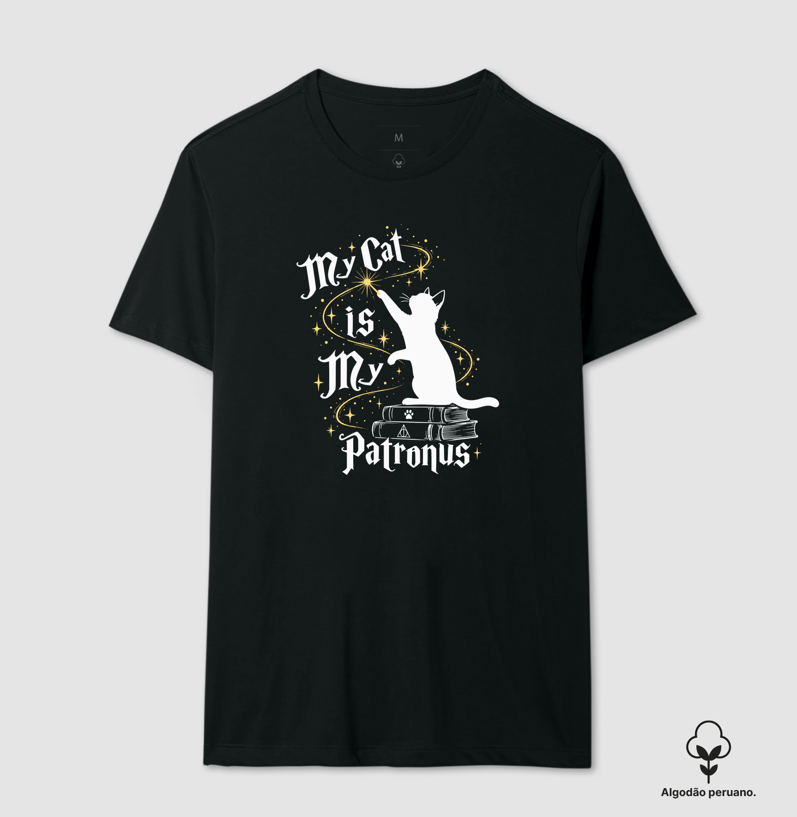 My Cat Is My Patronus - Meu Gato É Meu Patrono - Camiseta Algodão Peruano