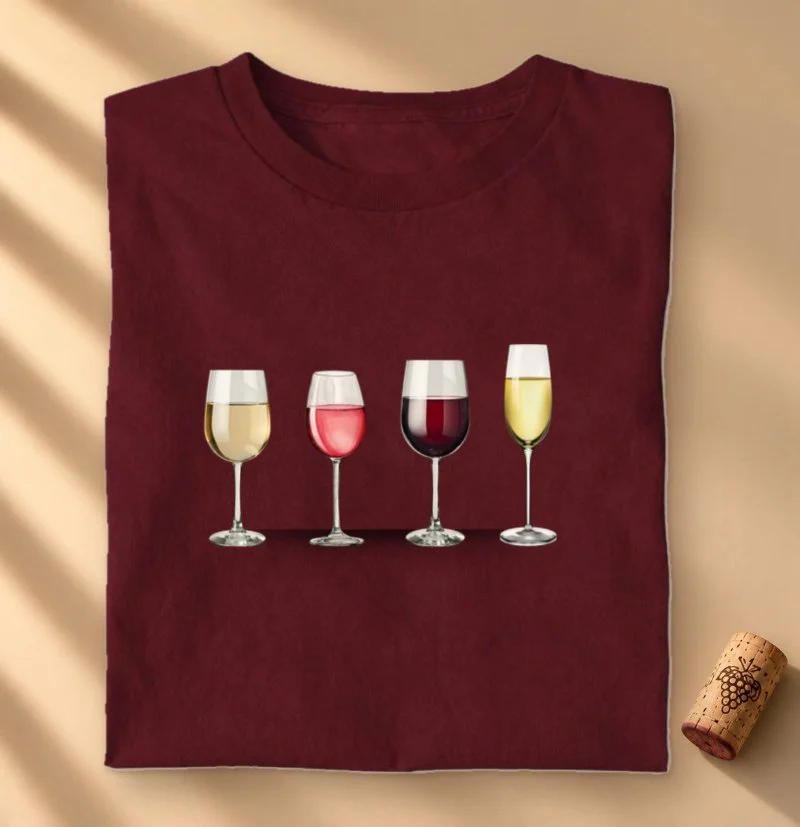 Camiseta Vinho - Taças