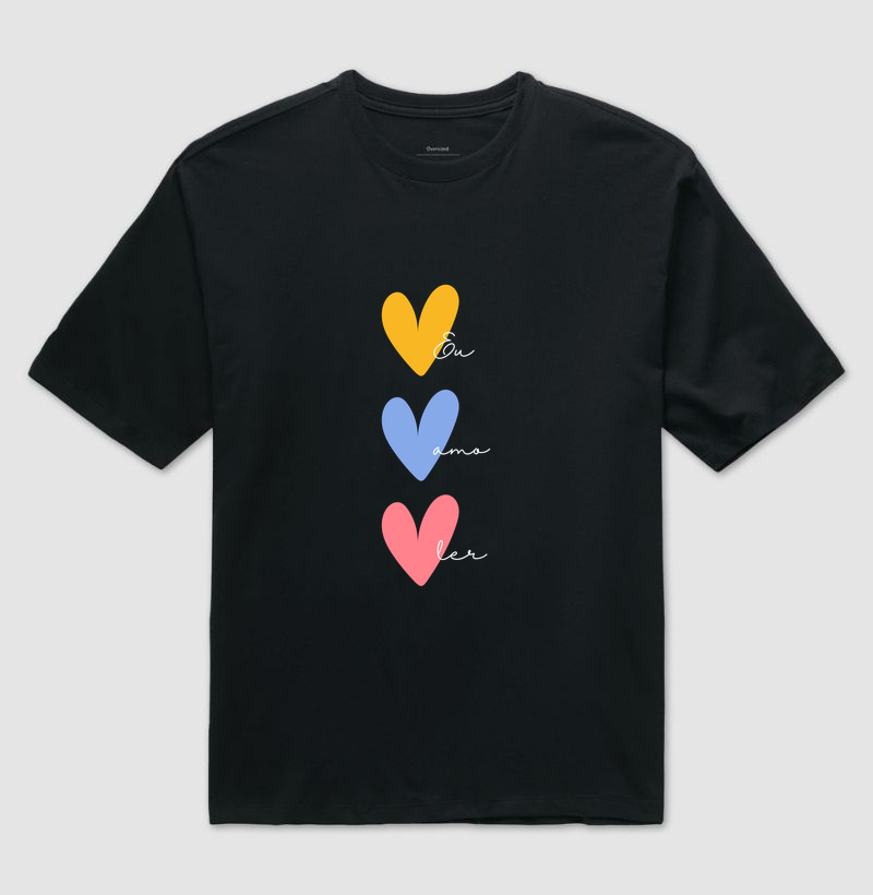 Eu amor ler (três corações)