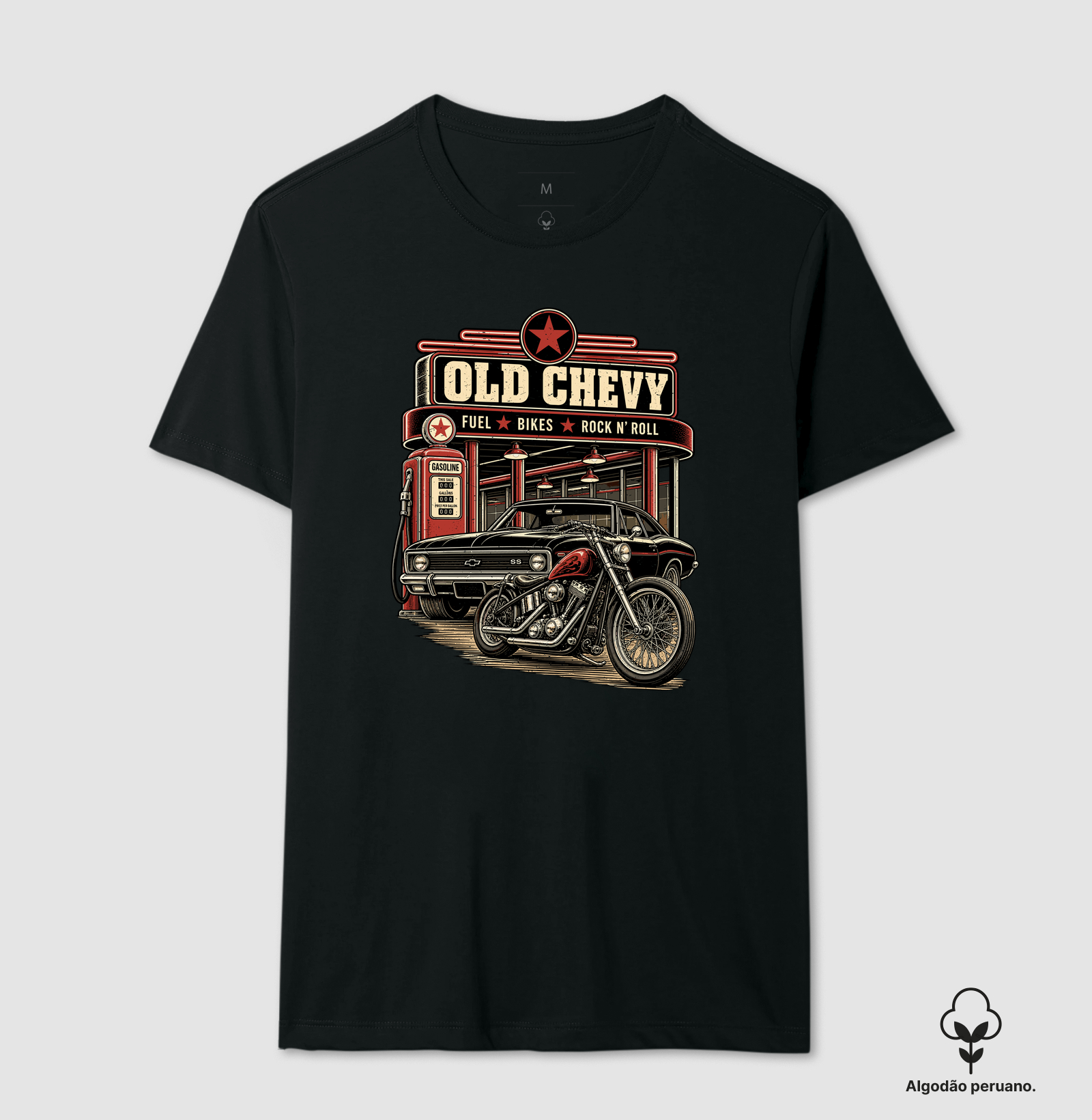 Fuel & Chrome | Steel & Wheels - Old Chevy - Camiseta Algodão Peruano