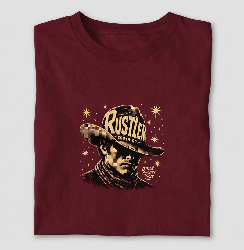 Camiseta Country Masculina e Feminina Rustler Outlaw Country Cowboy