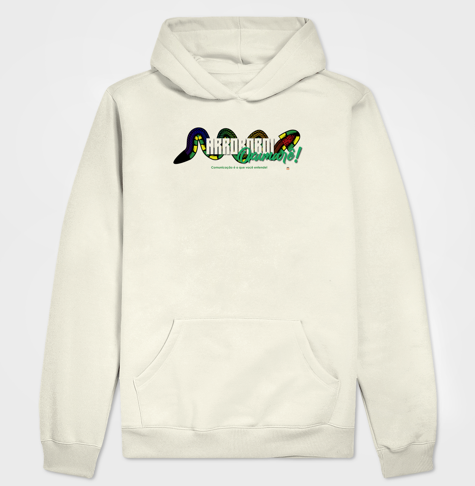 Hoodie Moletom "Arroboboi, Oxumarê" Branca - Oxumarê