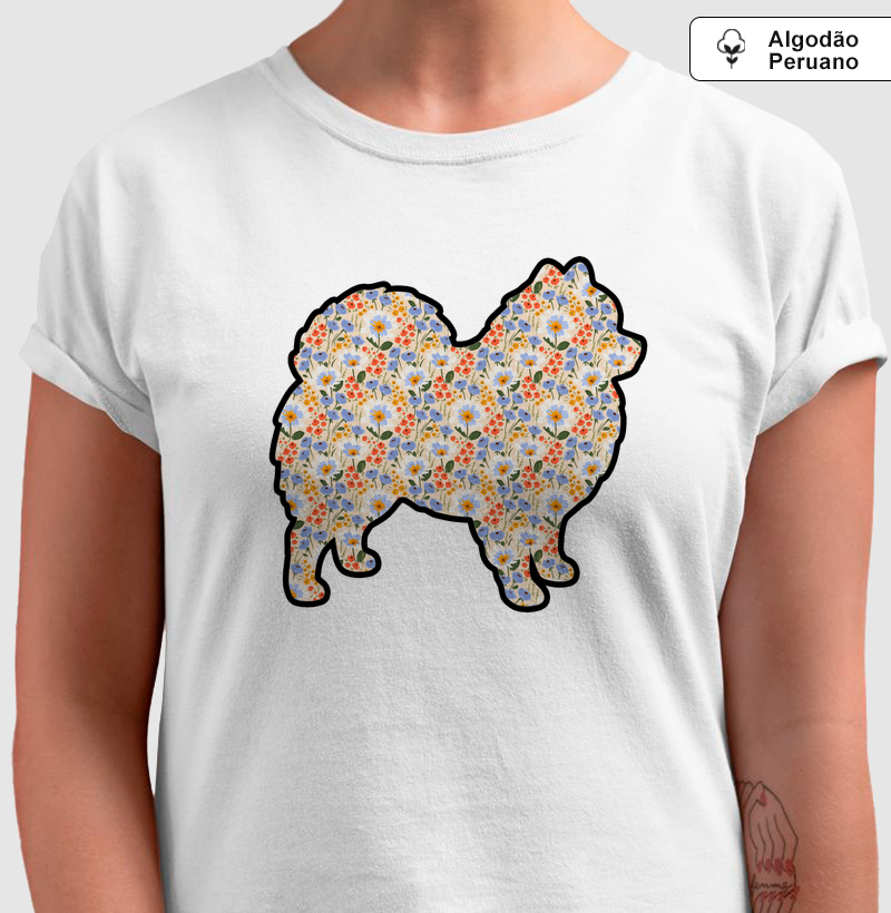 Camiseta Lulu da Pomerânia Floral - Pelo & Pano