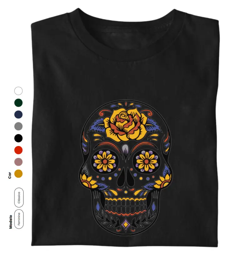 Caveira mexicana colorida 