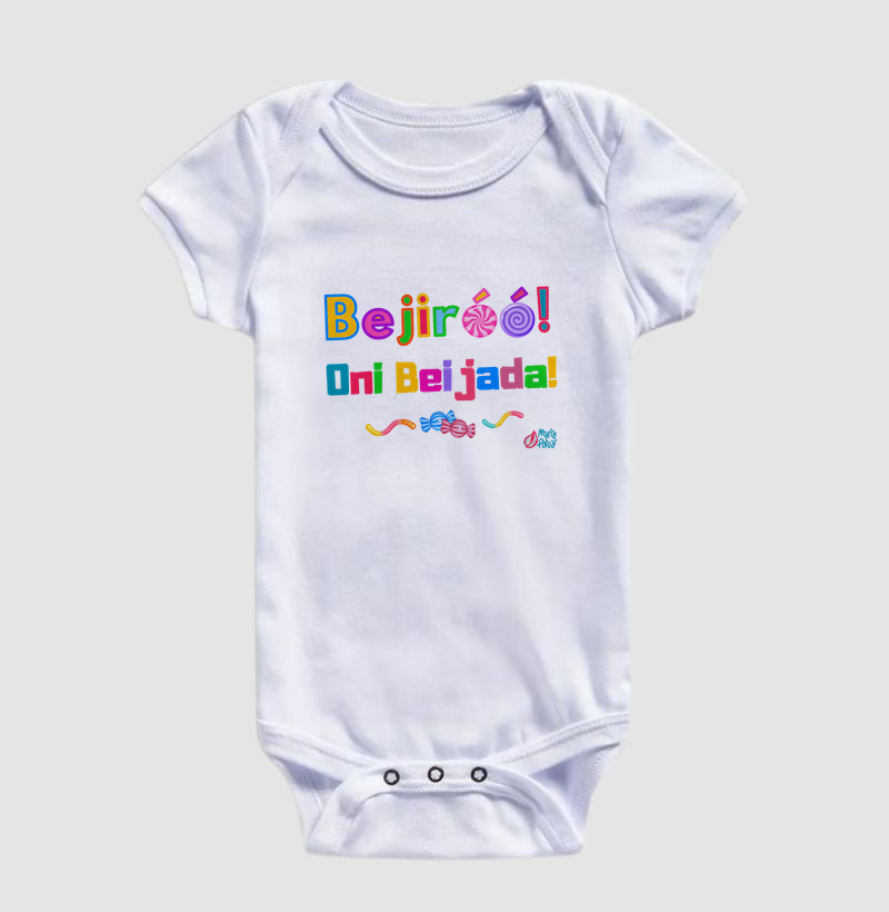 Body Infantil Bejiróó Oni Beijada Escrito Maria Patuá - Body Infantil