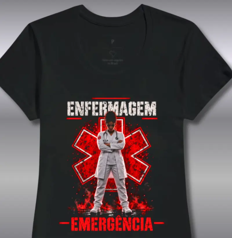 Enfermagem em Emergência - Mulher Morena - Camiseta