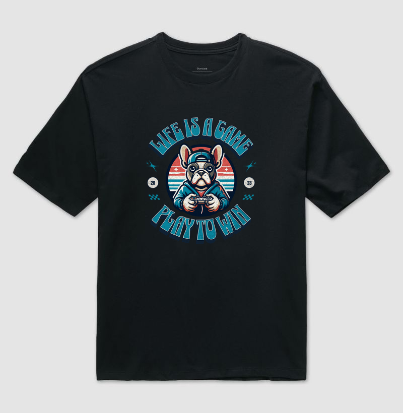 Camiseta Oversized Gamer Bulldog Francês