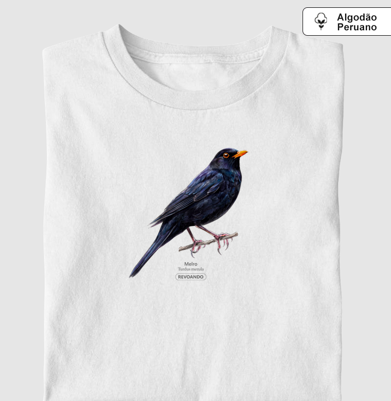 Traços Alados - Melro - Algodão Peruano - Camiseta Algodão Peruano