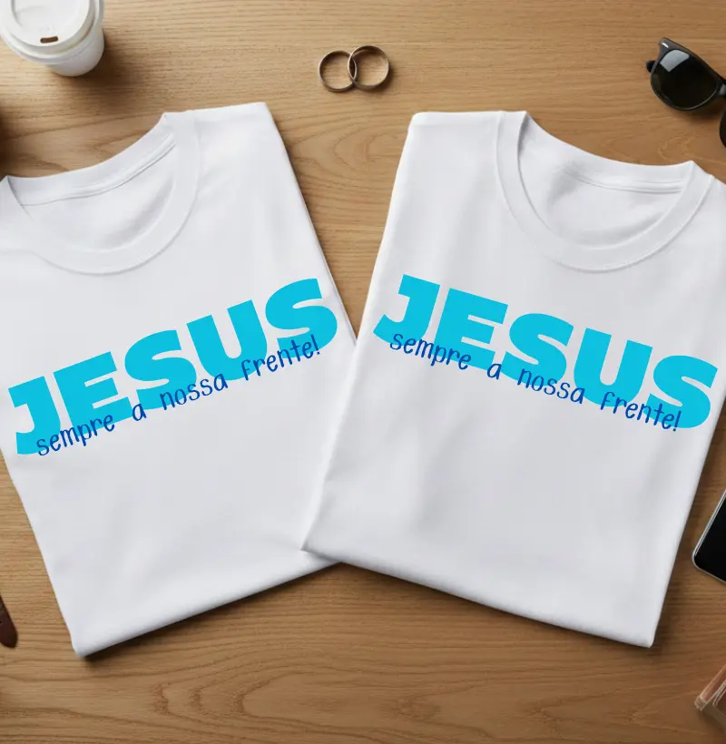 Camiseta Casal “Jesus Sempre à Nossa Frente” ✨🙏 #213