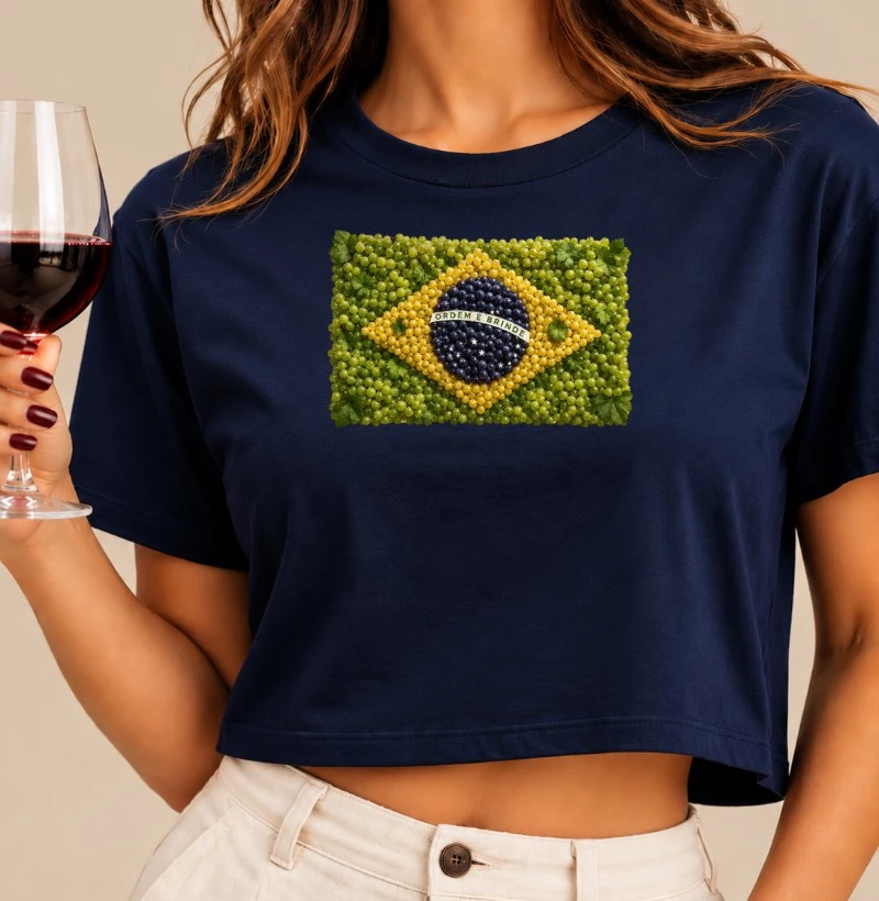 Camiseta Cropped Vinho - Brasil em Uvas - Cropped
