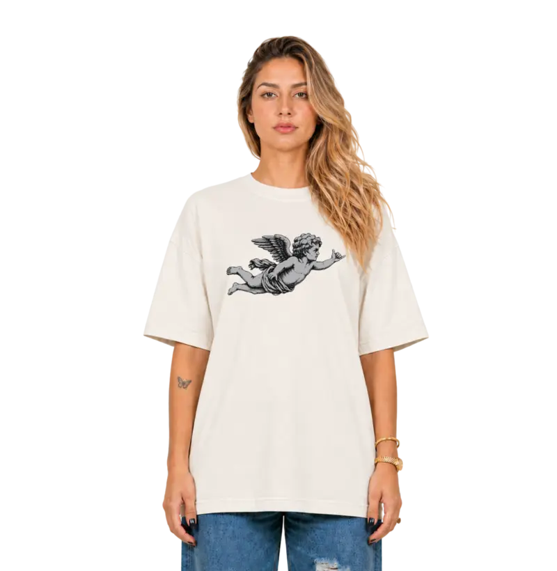 Camiseta Oversized Unissex Off-White Classic Cherub Grey