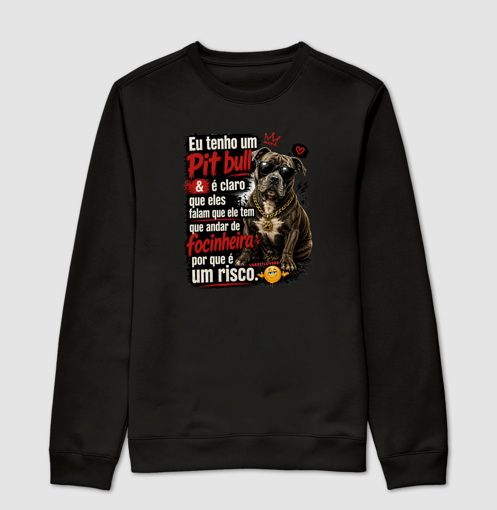 EU TENHO UM PITBULL E É CLARO QUE ELES FALA QUE ELE TEM QUE ANDAR DE FOCINHEIRA  POR QUE É UM RISCO.