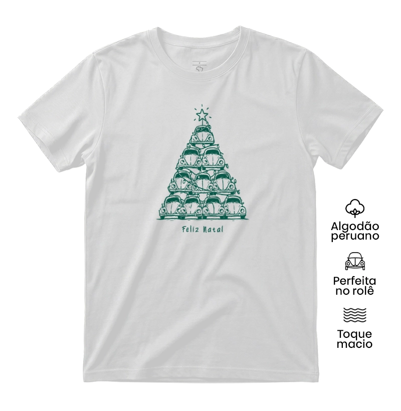 Feliz Natal | Fusca - Camiseta Algodão Peruano