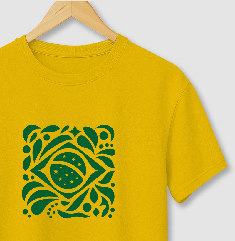 Camiseta Brasil Bandeira Algodão Premium