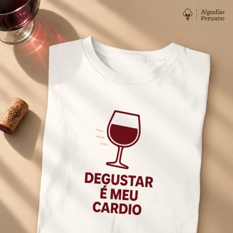 Camiseta Degustar é meu Cardio - Camiseta Algodão Peruano