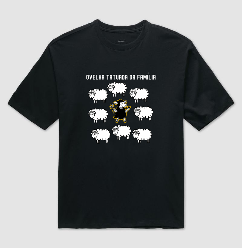 Ovelha tatuada da família - Camiseta Oversized