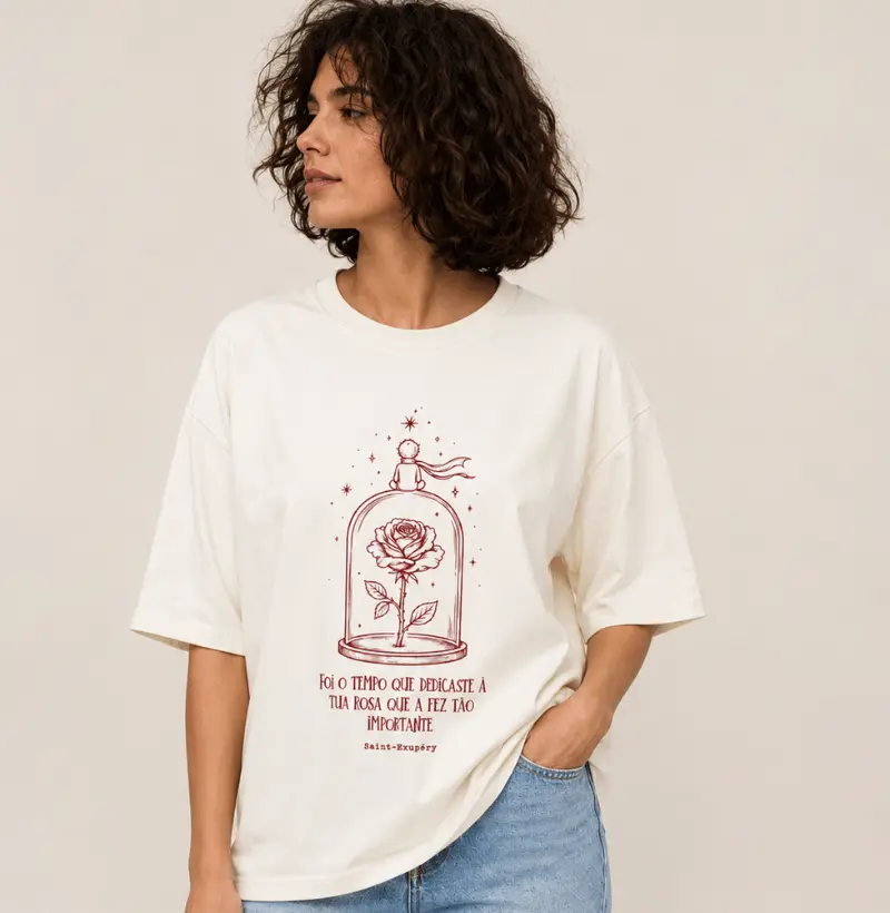 Camiseta Oversized | A Rosa - Pequeno Príncipe 