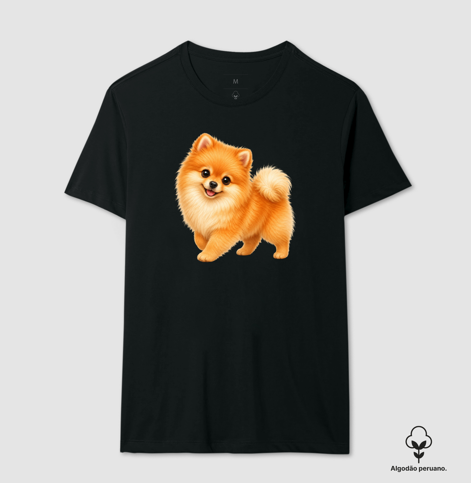 Pomerânia (Spitz Alemão) Laranja - Desenho Animado - Camiseta Algodão Peruano