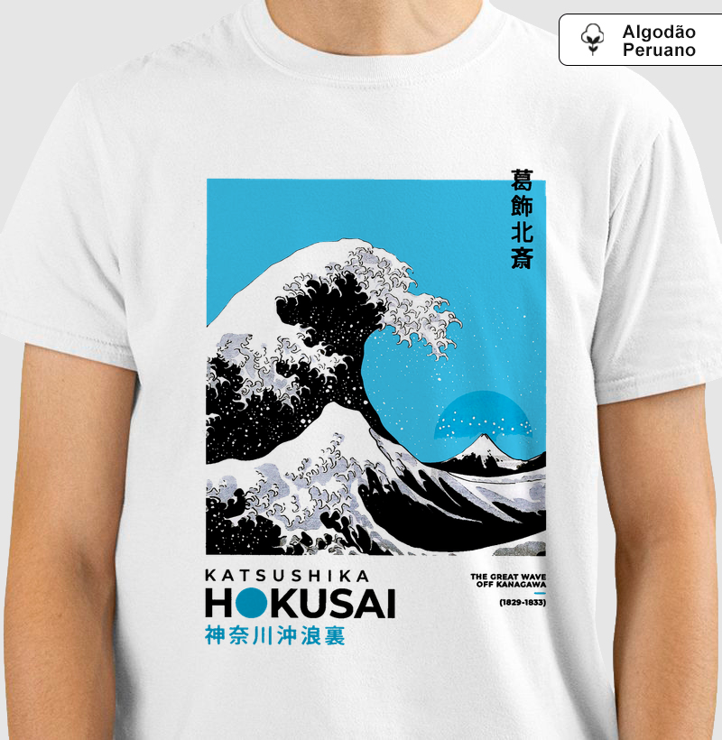 Arte Japonesa Hokusai A Grande Onda azul Premium 