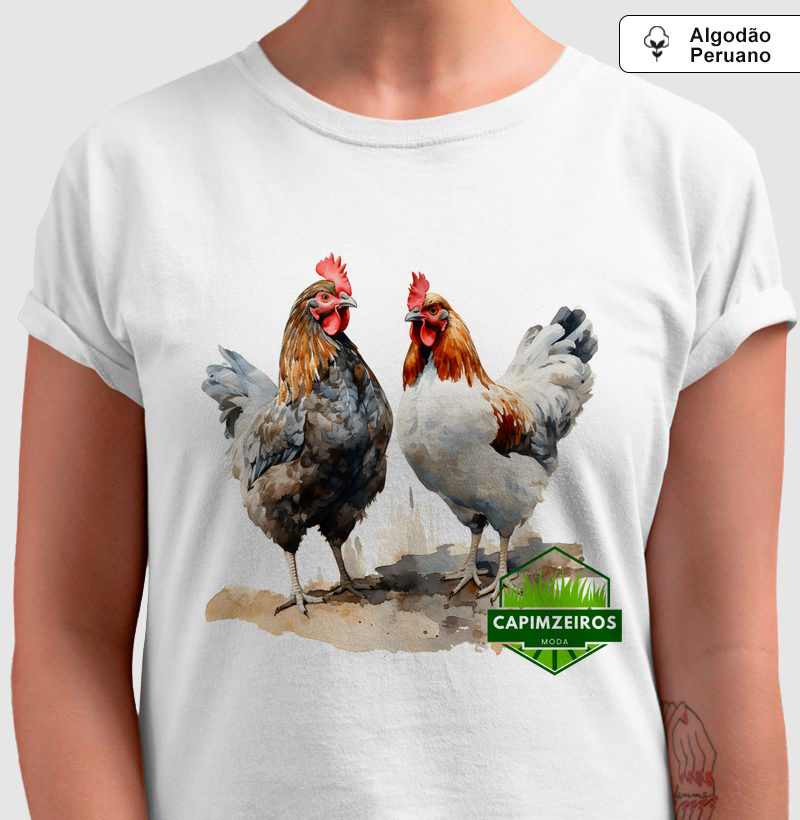 Camiseta Unissex Algodão Peruano Capimzeiros - Galos, Galinhas & Pintinhos 2