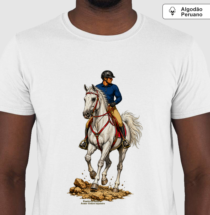 Árabe - Enduro Equestre. - Camiseta Algodão Peruano